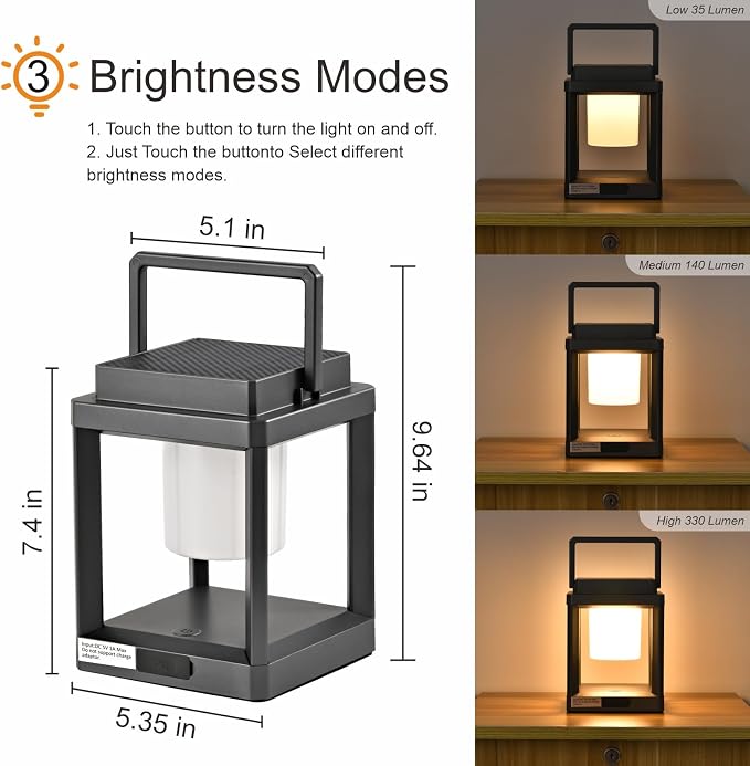 Solar Outdoor Table Lamp: Outdoor Lanterns for Patio Waterproof,Portable Rechargeable Solar Lamp