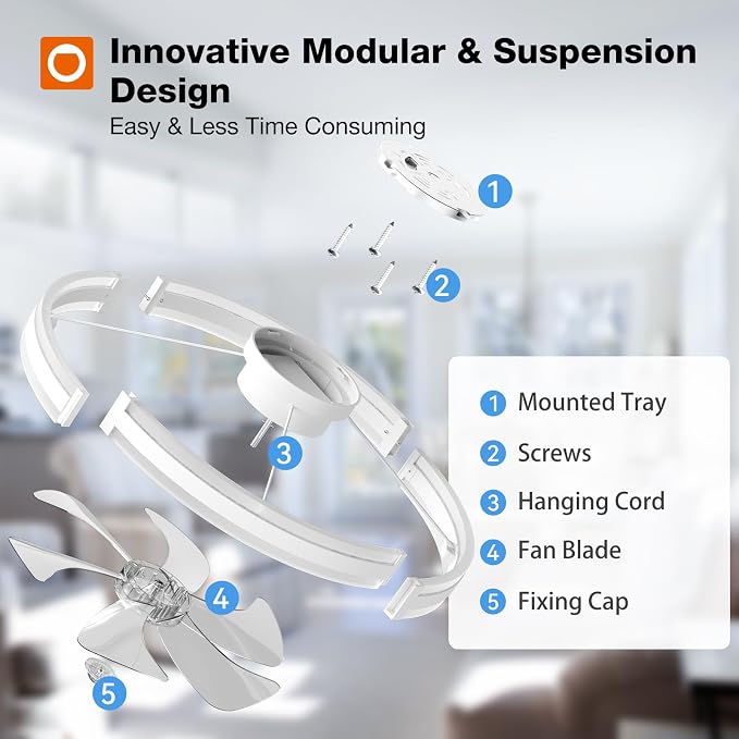 addlon 24" Low Profile Fandelier Ceiling Fans with Lights and Remote, White | Wider Airflow, 3000-6000K Dimmable LED, 6 Speeds, Reversible DC Motor, Remote and App Control, Memory Function, Timer, Quiet