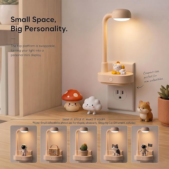 Decorative Night Lights Plug into Wall, Cute Cartoon Cat Night Light with On/Off Switch, 3-Color Dimmable Brightness, Home Decor Birthday Gift for Kids, Ideal for Bedroom, Bathroom, Kitchen, Hallway