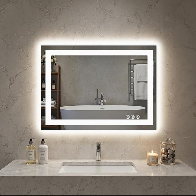 Sweetcrispy 20"x28" LED Bathroom Mirror,Smart Lighted Vanity Mirror | with Front Light & Backlit, 3 Color Temperatures, Dimmable, Memory Function, Anti-Fog, Rectangle