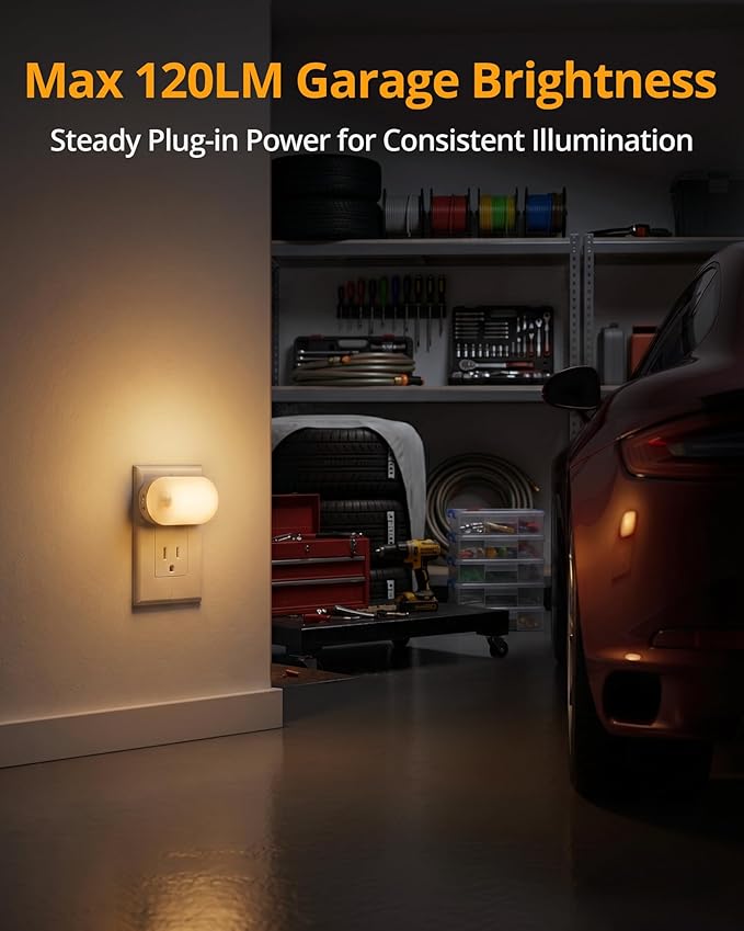 120LM Ultra Bright Plug-in Motion Sensor Night Light, 6-Pack | Stepless Dimmable, Auto-Off, LED Warm White Nightlight for Bathroom, Bedroom, Hallway, Stairs, Garage, Travel-Friendly