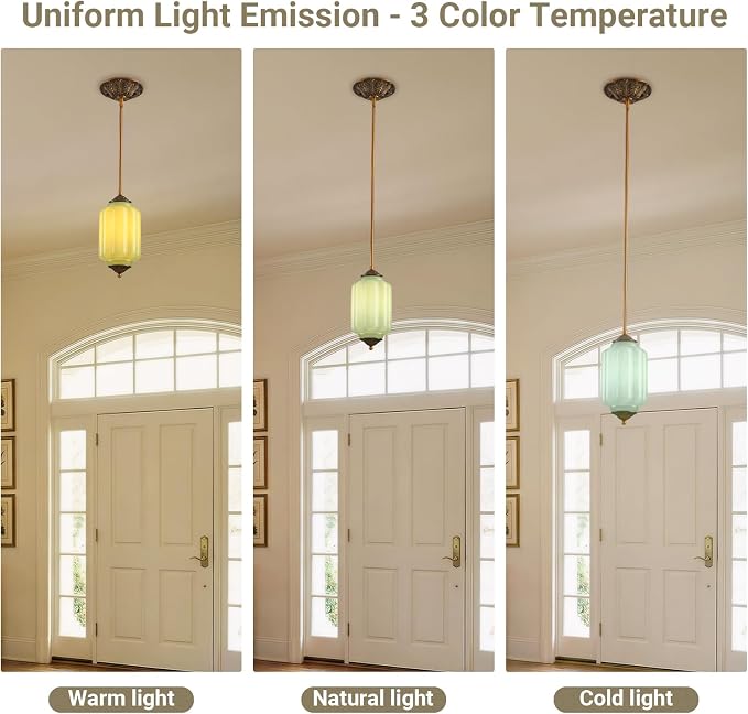 LOUSACE 5.5 in Vintage Milk Glass Ceiling Light Fixture, Antique Green Semi Flush Mount Milk Glass Pendant Light, Farmhouse Ceiling Light for Kitchen Hallway Dining Room, LED Bulb Included