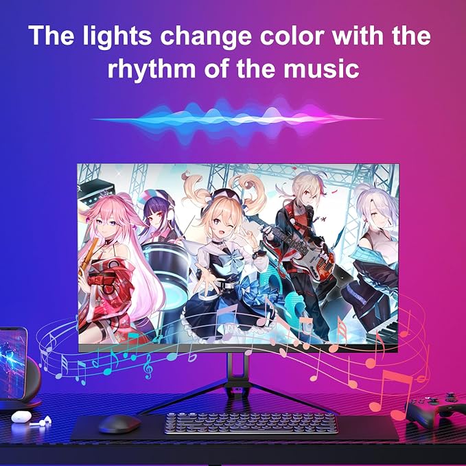 pc sync Light bar，LED Light Strips Deliver Synchronized Lighting Effects with Screen Colors and Music, Compatible with Win/Mac Systems. (PC Sync Light (for 24-inch Models))