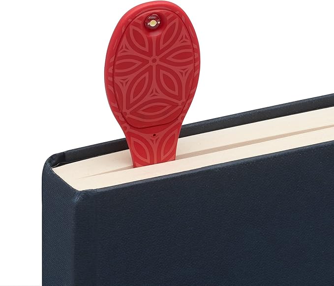 Gifts for Readers & Writers Book Light, Clip On Reading Light for Bed, 2in1 Flexilight & Bookmark, Small & Lightweight with a Soft Glow, 2 Batteries Included, Red