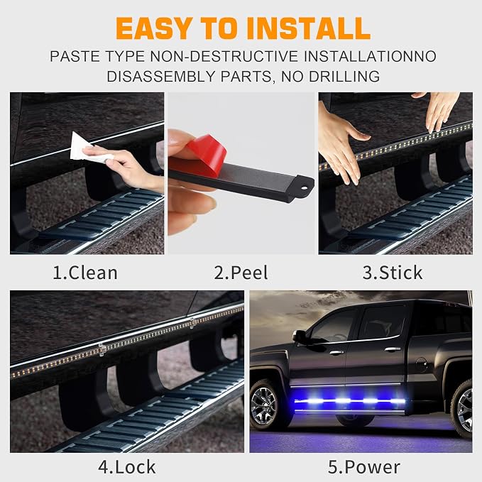 2-Pack 70-inch Blue White Emergency Lights Running Board Lights | 864 LED Hazard Flashing Warning Safety Waterproof Flexible Strobe Light Strip for Vehicles Trucks Pickup