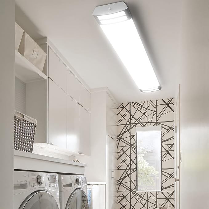 ANTLUX 4FT LED Flush Mount Puff Lights, 40W 4500LM, 4000K Neutral White, 48 Inch Linear LED Kitchen Ceiling Lighting Fixtures for Laundry, Craft Room, Fluorescent Light Replacement