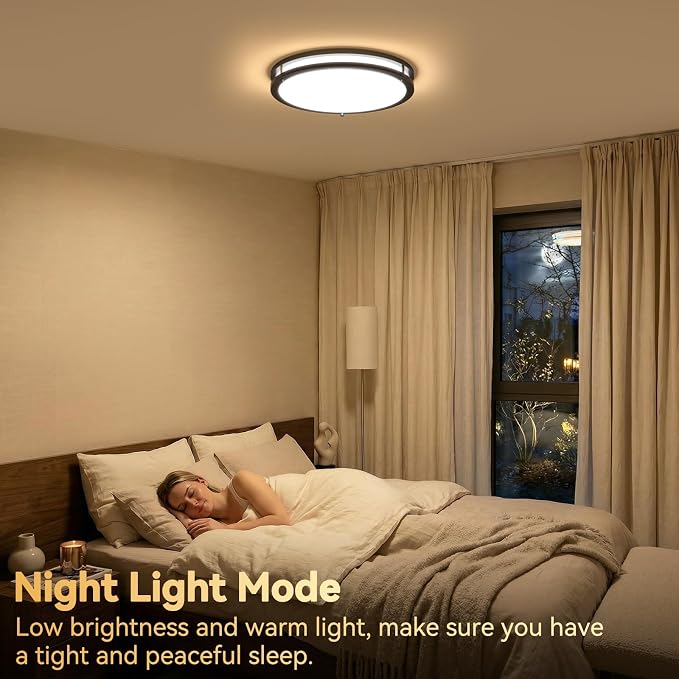 LED Ceiling Light with Remote 2 Pack 16 Inch Flush Mount Ceiling Light Fixture,32W 3000K-6000K Adjustable Color Temperature,Dimmable Lighting Fixtures for Kitchen Bedroom Hardwired Installation