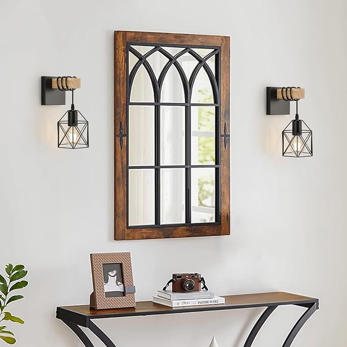 foucasal Wall Sconces Set of Two, Farmhouse Rustic Wall Light Hardwired | Indoor Wooden Wall Mounted Lamps Set of 2 for Bedroom, Living Room, Bathroom, Entryway, Porch, Hallway, Stair