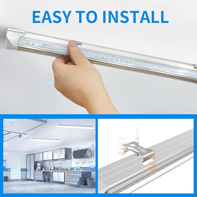 CNSUNWAY LED Shop Light 2FT, 22W 3300LM 6500K, V-Shape T8 LED Tube Lights | Ceiling and Utility Shop Lights, Linkable Light Fixture for Workshop, Garage, Workbench, Warehouse, ETL Listed (2 Pack)