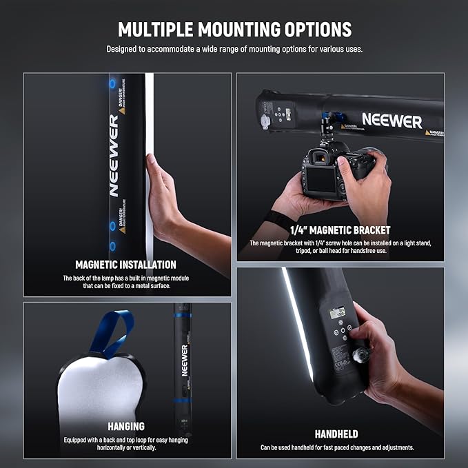 NEEWER Basic 21W Handheld LED Fill Light 35.5"/90cm, Bi Color Portable Inflatable TPU Video Lighting, 2700-6500K 1300Lux 12 Effects CRI95 2500mAh Battery, for Studio Photography Video Recording, GC21B