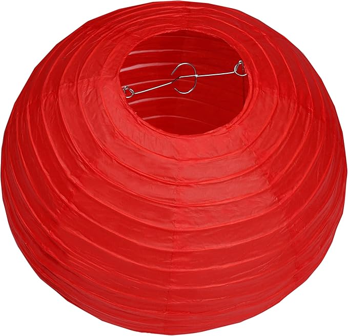 Pack Of 3 Round Paper Lanterns Lamp Wedding Birthday Party Decoration (Red, 8"/20CM)
