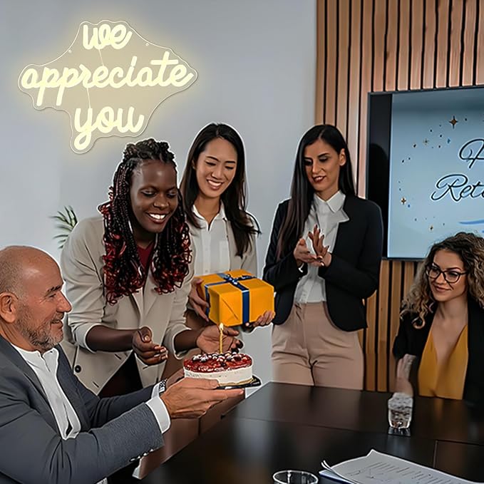 We Appreciate You Neon Sign for Wall Decor Appreciate Neon Lights Dimmable Led Signs We Appreciate You Decorations for Employee Staff Teacher Doctor Appreciation Party Thank You Decorations