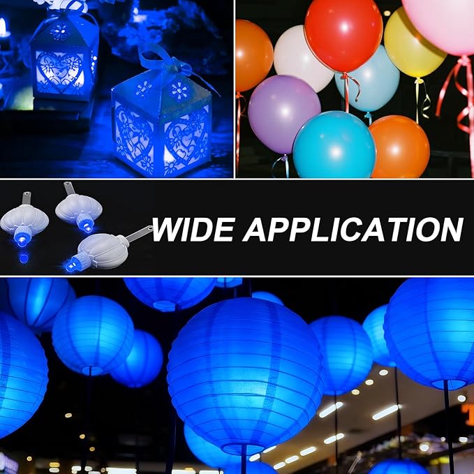 Aogist 48 Pack Small LED Lights Battery Powered Waterproof Hanging Light Last 48 Hours for Paper Lanterns,Balloons,Floral,Weddings & Festival Christmas Decorations,Blue