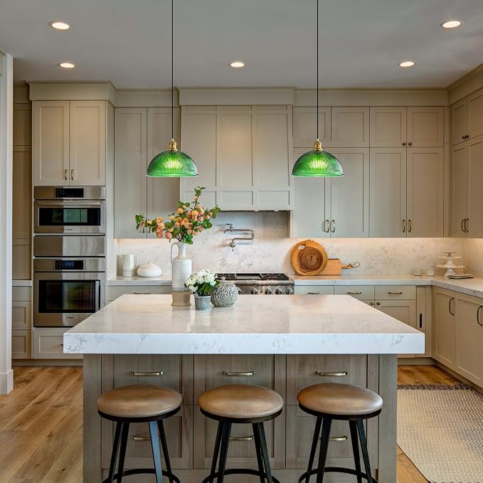 XZHGCEE Vintage Pendant Light Fixtures: Glass Pendant Lights Kitchen Island, Modern Green Chandelier Pendant Light Fixture for Bedroom Dining Room