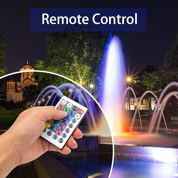 Colored Pond Lights with Timer, APP Control RGB Fountain Light IP68 Waterproof, Dimmable Outdoor Landscape Lights for Fish Tank Pond Fountain Garden (1 Light)