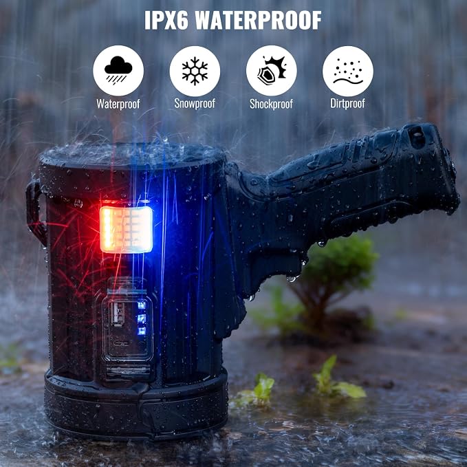 Sigoobal Rechargeable Spotlight,2000000 LM Super Bright Handheld Spot Light LED Flashlight High Lumens,Powered Spotlight Large Searchlight Outdoor with Solar Panels for Boating Camping Hunting