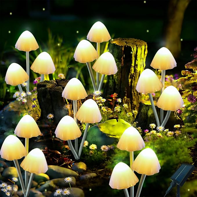 Solar Mushroom Lights for Outside, 6Pack 18 LED Mushrooms with 8 Lighting Modes, Unique Mushroom Garden Decor Gifts, Cute Mushroom Solar Lights Outdoor Garden for Path,Landscape,Yard,Patio,Lawn Decor