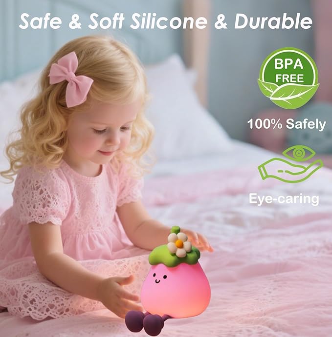 LED Turtle Night Light for Kids, 3 Level Dimmable Nightlight,7 Colours Cute Lamps Silicone Squishy Light Up Turtle,Rechargeable Bedside Touch Lamp for Bedroom Decor,Boys and Girls Gifts (Eggplant)