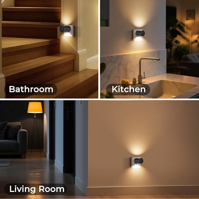 TSEXES 4 Pack LED Motion Sensor Night Light, 2700K Warm White | Plug into Wall,Dusk to Dawn Sensor,for Bedroom,Bathroom,Stairs,Hallway,Non-Dimmable