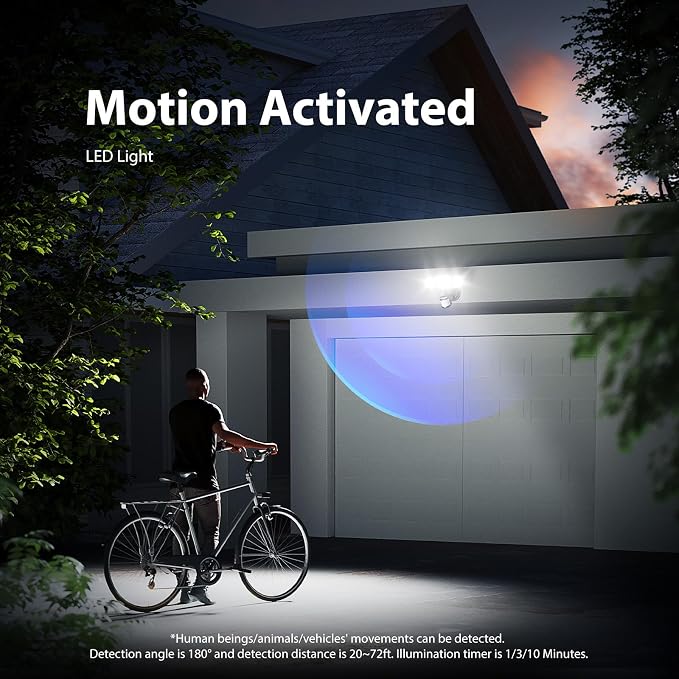 Security Lights Motion Outdoor with Dusk to Dawn, Hardwired Floodlights | 11,000LM 6 hrs always-on manual override, led motion sensor flood light, IP65, for yard garage driveway, black, 2 pack