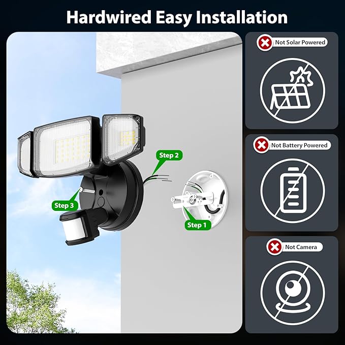 iMaihom 65W Outdoor Motion Sensor Light, Hardwired LED Security Flood Light | 6500LM, 6500K, Remote Control, Dusk to Dawn Mode, Dimming, IP65 Waterproof Floodlight for Garage, Driveway, Porch, 2 Pack