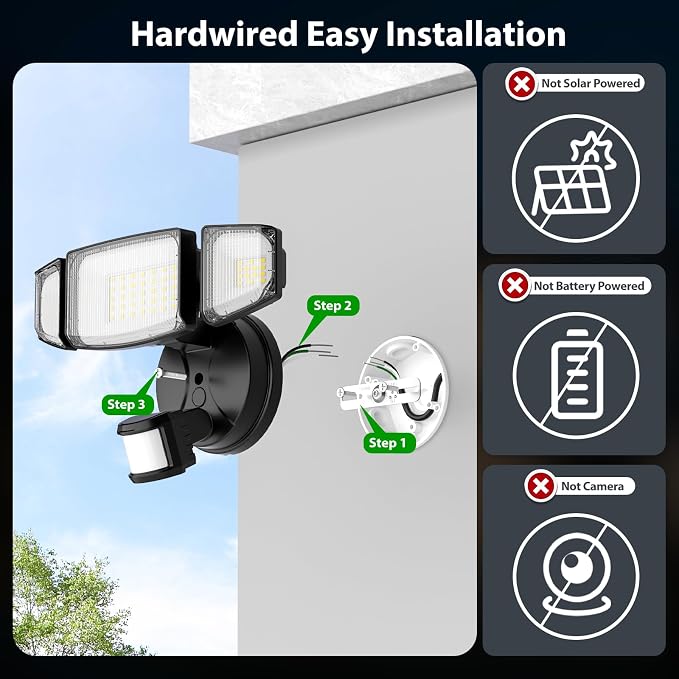 iMaihom 65W Outdoor Motion Sensor Light, Hardwired LED Security Flood Light | 6500LM, 6500K, Remote Control, Dusk to Dawn Mode, Dimming, IP65 Waterproof Floodlight for Garage, Driveway, Porch, 1 Pack
