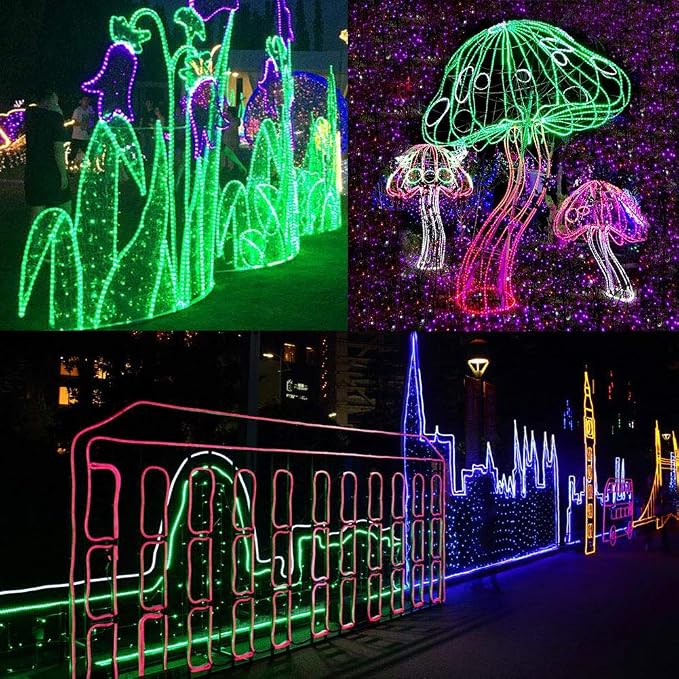 2-Wire Waterproof LED Rope Light Kit, 1/2" Rope Light, 110V-120V PVC 30 LED/M Tube Lights Strip for Background, Outdoor, Christmas, Home Decoration (3.3ft/1m, Green)