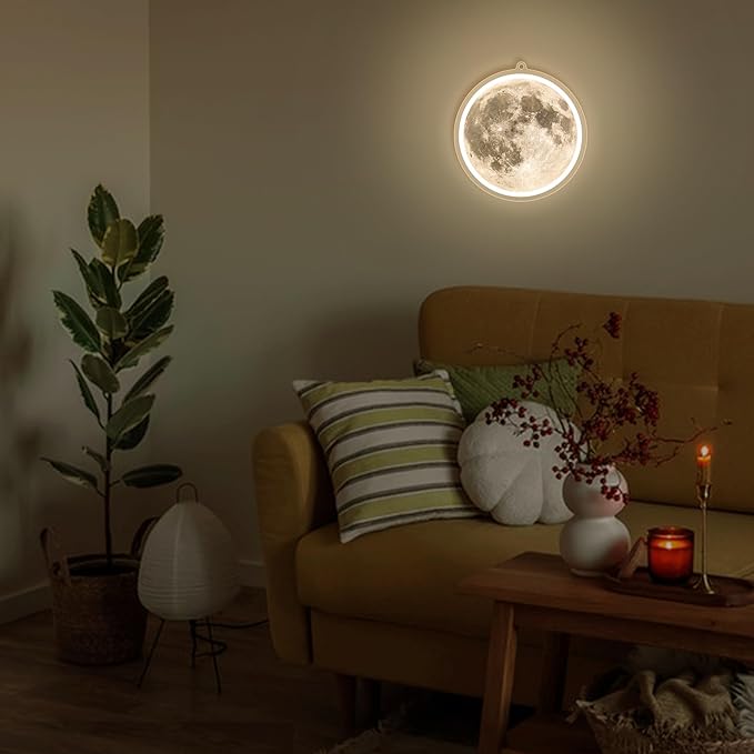 Moon Neon Signs for Wall Decor, Dimmable Neon Sign Moons Led Signs Moon Art Neon Lights for Living Room, Bedroom Gaming Room, Hotel Decor, Cool Birthday Gifts for Friends, Partner