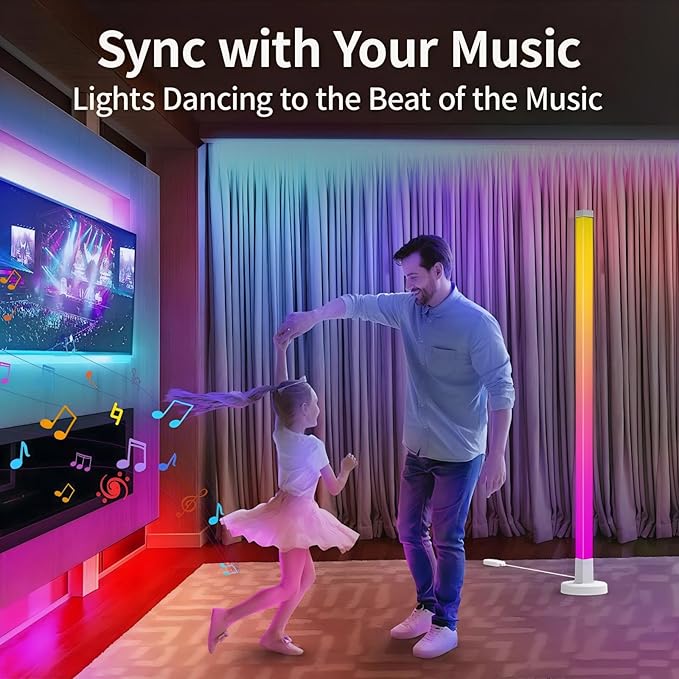 Corner Floor Lamp, Smart RGB LED Corner Lamp with App & Remote Control, 16 Million Colors & 200+ Scene Modes, DIY Assembly Standing Ambient Lighting for Living Room, Bedroom, Gaming Room