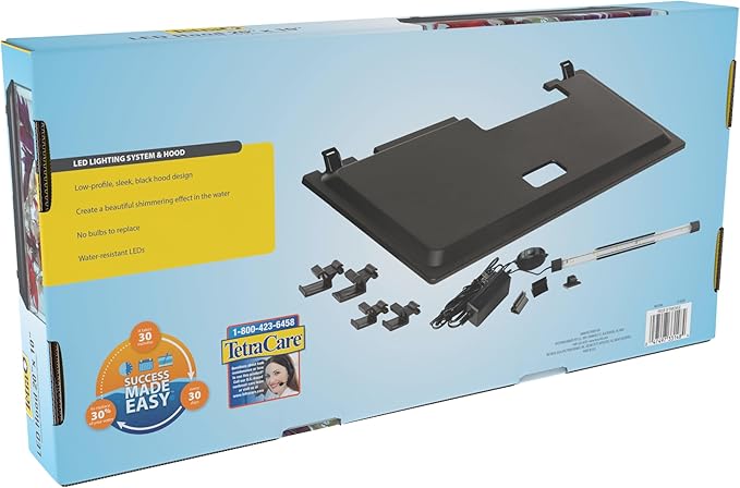 Tetra LED Hood 20 Inches By 10 Inches, Low-Profile Aquarium Hood With Hidden Lighting