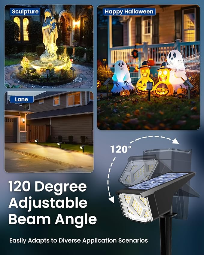 SOLPEX Solar Spot Lights Outdoor Waterproof 12 Pack Warm White | Solar Landscape Spotlights Outdoor, Compact Design Spot Lights, Flood Lights for Garden Yard Pathway House Tree Outside