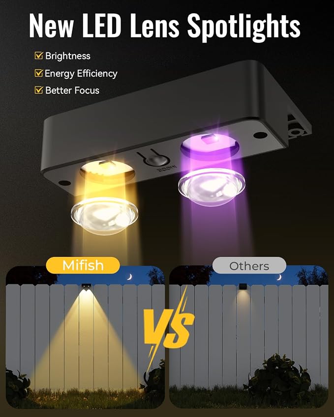 Solar Fence Lights Outdoor with Remote 4 Pack, Warm/Cool White & RGB 12 Modes, Deck Lights Solar Powered Waterproof, Backyard Lights for Step Stairs Railing Balcony Patio Decor