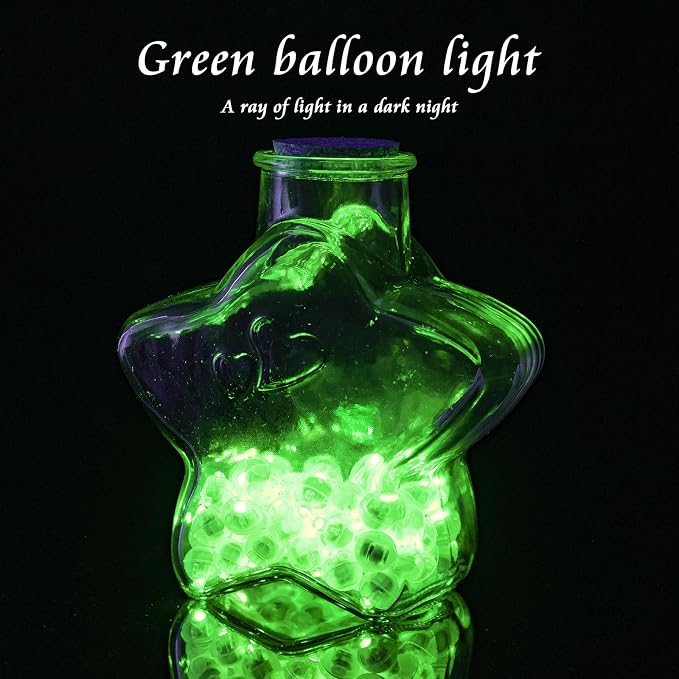 200pcs Balloon Lights Warm White Mini LED Lights Round Long Standby Time Multicolor Ball Lamps Paper Lantern for Easter Birthday Party Christmas Halloween Decoration Green