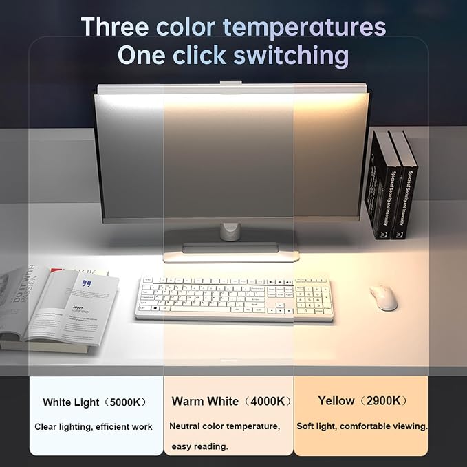 Monitor Light Bar with RGB Backlight, Computer LED Screen Lamp for Eye Caring, USB Powered Dual Light Source with Touch Control Timed Computer Monitor Desk Lamp for Game Office Home