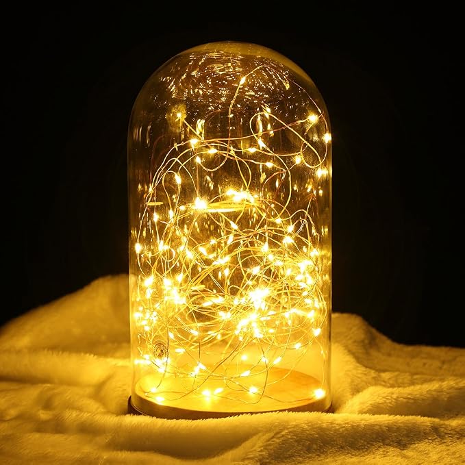 GDEALER 2 Pack 20 Ft 60 LED Fairy Lights, Battery-Operated, Warm White | Remote Control, Timer, 8 Lighting Modes, 10 Brightness Levels, Flexible Copper Wire Twinkle Lights for Bedroom, Party Decor