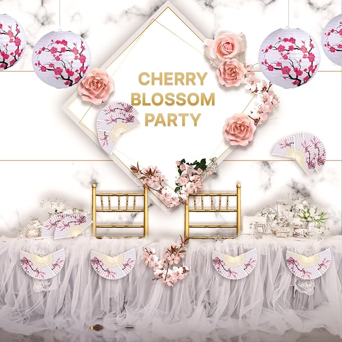 LEFTSTARER 6Pcs Cherry Blossom Lantern Decor for Cherry Blossom Party Decorations, Japanese Paper Lantern Lamp for Japanese Party Decorations, Mulan Party Supplies (12pcs Cherry Blossom)