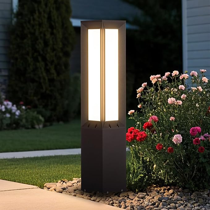MVBT 32" Landscape Path Light Hard Wired, Outdoor Pathway Lights AC100-240V | IP65 Waterproof Bollard Driveway Lamp, Modern 3000K Standing Lighting Patio Lawn Tall Garden Lantern for Commercial Walkway
