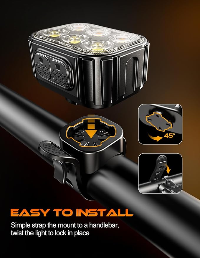 Bike Lights Super Bright, Rechargeable Bicycle Lights Set Multiple Modes, Waterproof Bike Lights for Night Riding/Cycling Safety, Front and Back Bike Reflectors Light, Long Battery Life
