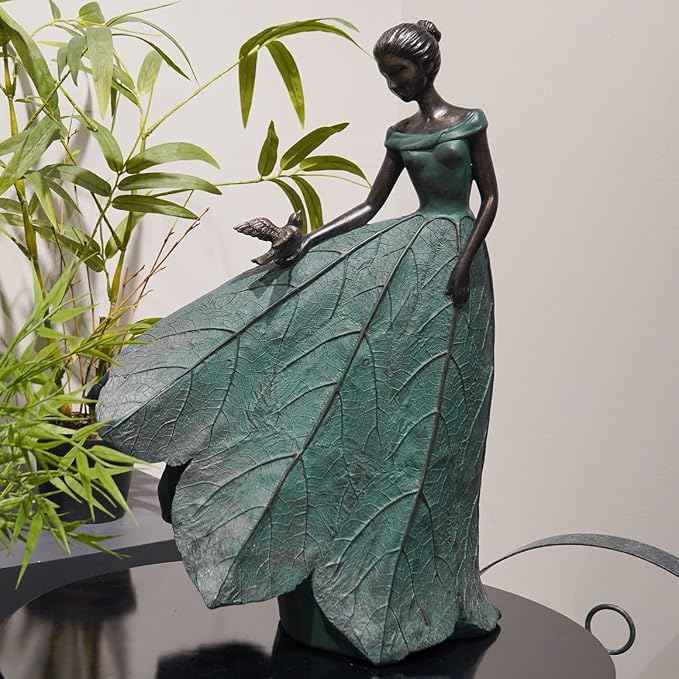 Guichifun Fairy Statue Home Decoration 20 in | Leaf Angel Girls, Resin, Indoor/Outdoor, Rustic Garden Yard Decor, Figurines Gift