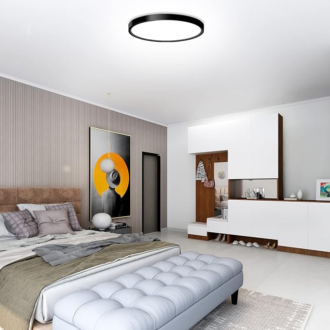 2PACK LED Flush Mount Ceiling Light Fixture12Inch, 24W Led Ceiling Light 5000K 2300LM Ultra Thin Flat Surface Panel Light Low Profile Ceiling Light for Bedroom Kitchen Garage Living Room