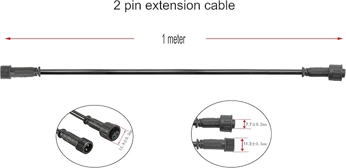 FVTLED Pack of 5, 1m 3.28ft 2Pin Extension Cable Wire with Male and Female Connectors at Both Ends for Single Color LED Deck Light