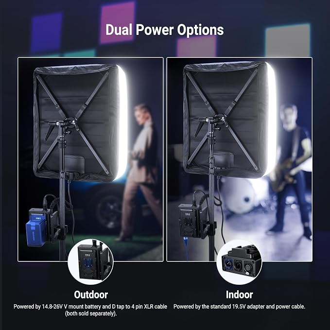 NEEWER 115W Upgraded Inflatable RGB Softbox Video Light, APP/2.4G/DMX Control Flexible LED Folding Panel Lighting 2500K-10000K 14700lux/0.5m CRI96+ for Studio Photography Streaming Recording, FL100C