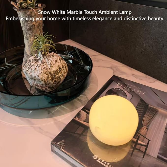 Marmor Marble Lamp Table Lamp Unique Stone Touch Lamp Pat Lamp Type-C 3 Way Bedside Lamp Ambient Light Bedroom Stands Night Light Decorative LED Warm Portable Lamp Rechargeable (Mid Century Modern)