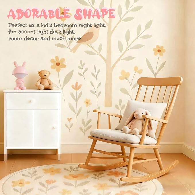 Night Lights for Kids,Rechargeable TableLight,Touch Bedside Lamps,Cordless Dimmable Warm White Light,Baby Nursery,Breastfeeding,Sleep Aid,Cute Bunny Pink Gifts for Newborn Toddler Boy Girl