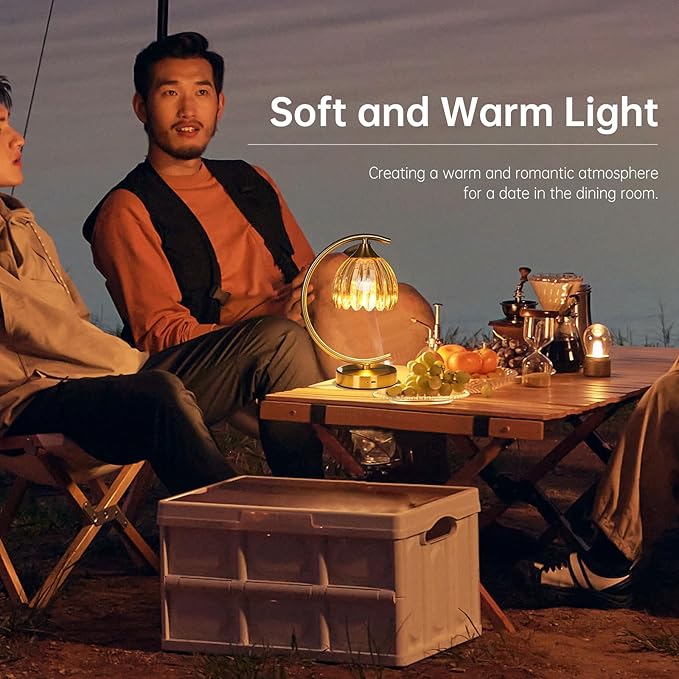 Tulip Table Lamp, 5200mAh Cordless Touch Control Table Lamp with 3 Color Temps & Stepless Dimming, Rechargeable Battery Table Lamp for Living Room, Bedroom, Office, Shelf (Amber Tulip)