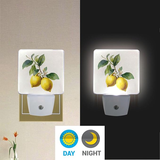 Lemon Yellow Night Light Dusk to Dawn Sensor LED Night Dimmable Nightlight Lights Plug into Wall for Living Room