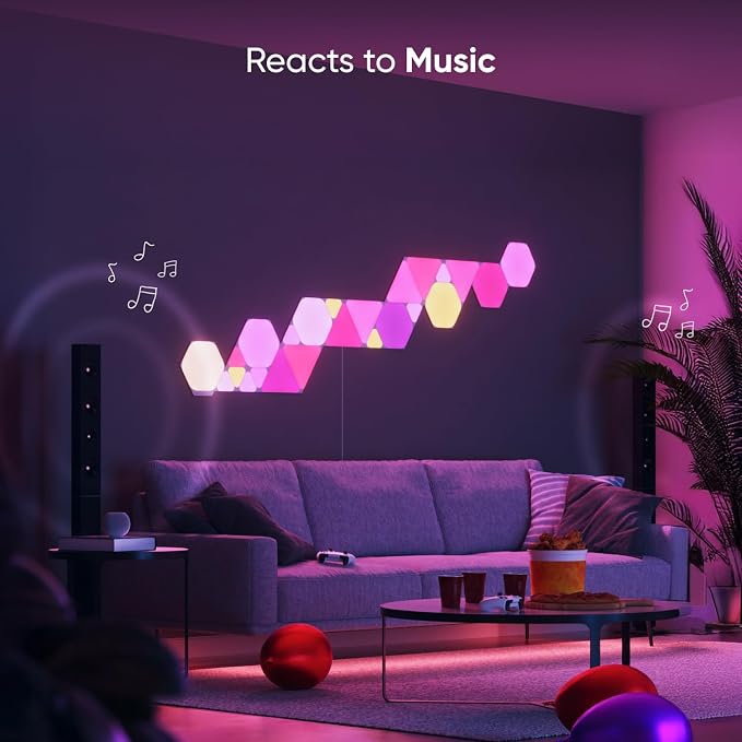 Nanoleaf Shapes Hexagon Lights, Smart RGBW LED Wall Light Panels, 7PK | Compatible with Alexa Google Assistant, Home Wall Decor for Living Room with Music Sync, Smarter Kit
