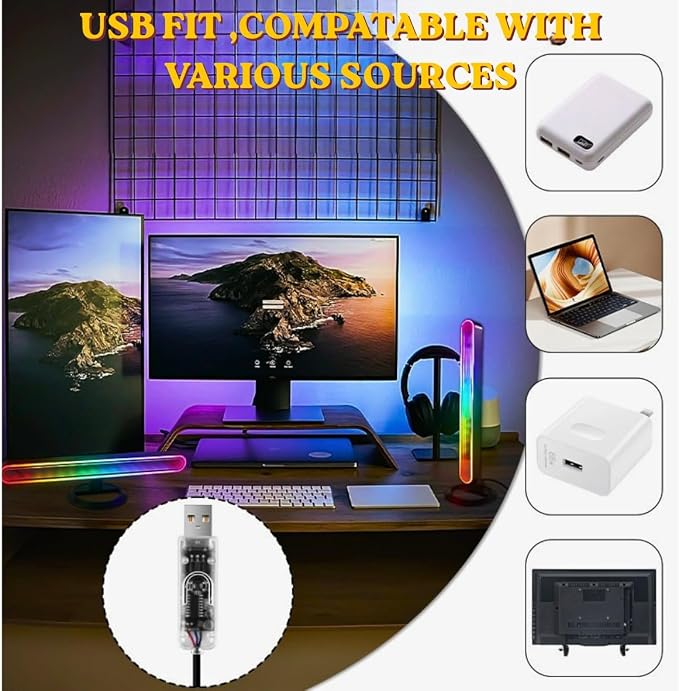 Led Light Bar with Music Sync, Color Changing TV Backlight App & Remote Control, RGB & W Smart RGB Light Bar, USB Powered Led Lights for TV, PC Room Monitor Backlight Gaming Accessories
