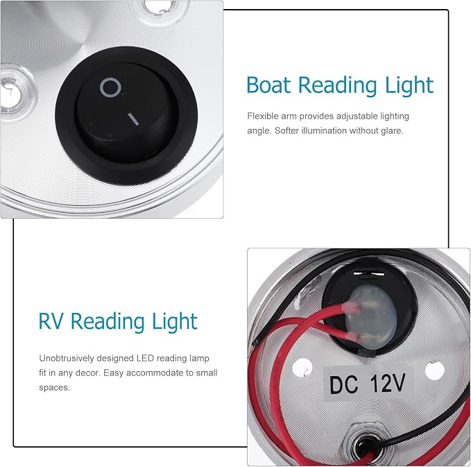 12 Volt RV Lights, 3W 3000K RV Interior Led Lights, Adjustable Wall Reading Lamp Bedside Eye Protection Reading Lamp, Flexible Lighting for Camper Van Travel Trailer Truck Boat Interior Lig