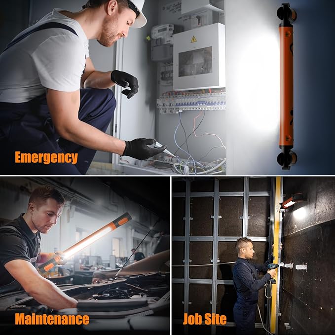 Mechanic Work Light, wokelux 3000LM LED Work Light, 5200mAh Rechargeable Magnetic Work Light, Underhood Cordless Work Lights with Hooks for Mechanics Inspection Workshop Emergency